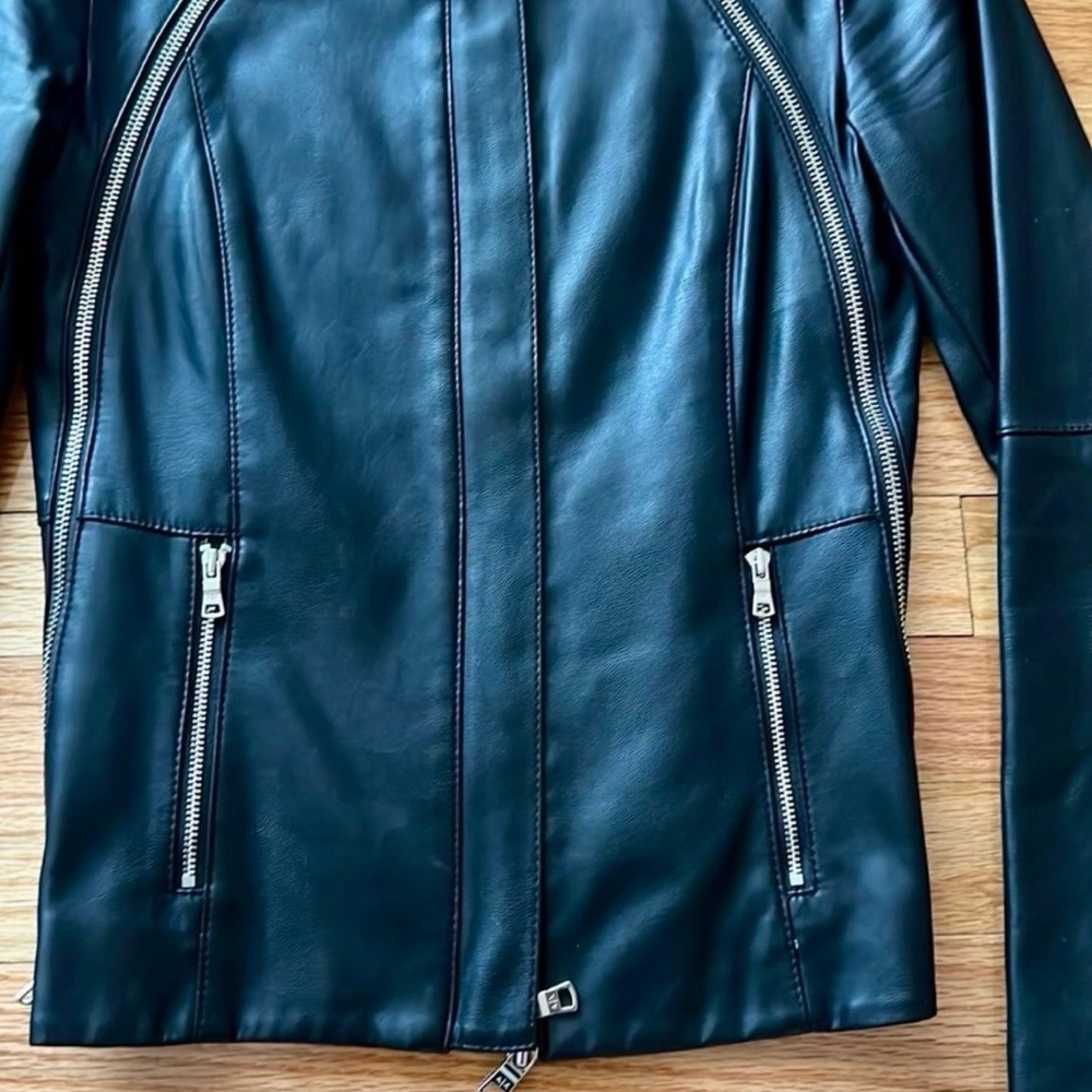 A/X Armani Exchange Black faux leather zipper moto jacket Womens size Xs - Picture 2 of 10